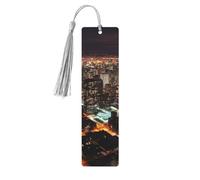 Segnalibro in legno con luci della città per gli amanti dei libri, segnalibri fai da te in legno da appendere etichette in legno con nappe colorate etichette per regali in legno, ornamenti, regalo