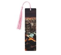 Segnalibro in legno con luci della città per gli amanti dei libri, segnalibri fai da te in legno da appendere etichette in legno con nappe colorate etichette per regali in legno, ornamenti, regalo