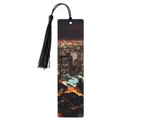 Segnalibro in legno con luci della città per gli amanti dei libri, segnalibri fai da te in legno da appendere etichette in legno con nappe colorate etichette per regali in legno, ornamenti, regalo