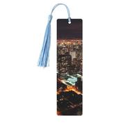 Segnalibro in legno con luci della città per gli amanti dei libri, segnalibri fai da te in legno da appendere etichette in legno con nappe colorate etichette per regali in legno, ornamenti, regalo