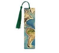 Segnalibro in legno con mappa del mondo, fai da te, in legno, da appendere, con nappe colorate, etichette regalo in legno, regalo insolito per gli amanti dei libri, uomini e donne