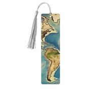 Segnalibro in legno con mappa del mondo, fai da te, in legno, da appendere, con nappe colorate, etichette regalo in legno, regalo insolito per gli amanti dei libri, uomini e donne