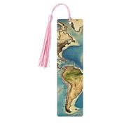 Segnalibro in legno con mappa del mondo, fai da te, in legno, da appendere, con nappe colorate, etichette regalo in legno, regalo insolito per gli amanti dei libri, uomini e donne