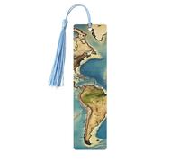 Segnalibro in legno con mappa del mondo, fai da te, in legno, da appendere, con nappe colorate, etichette regalo in legno, regalo insolito per gli amanti dei libri, uomini e donne