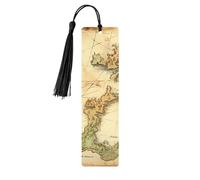 Segnalibro in legno con mappa del tesoro antica per uomini e donne che leggono segnalibri in legno unici fatti a mano con nappa ciondolo segnalibro per amanti dei libri, regalo di compleanno per