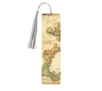 Segnalibro in legno con mappa del tesoro antica per uomini e donne che leggono segnalibri in legno unici fatti a mano con nappa ciondolo segnalibro per amanti dei libri, regalo di compleanno per