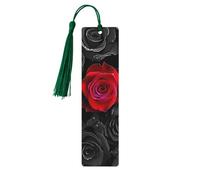 Segnalibro in legno con motivo floreale a rosa rossa con tasse, segnalibri romantici a forma di fiore per donne, uomini, amanti dei libri, segnalibri per studenti, insegnanti, scrittori, regali