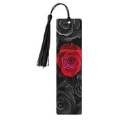 Segnalibro in legno con motivo floreale a rosa rossa con tasse, segnalibri romantici a forma di fiore per donne, uomini, amanti dei libri, segnalibri per studenti, insegnanti, scrittori, regali