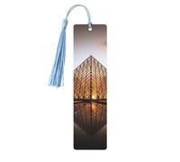 Segnalibro in legno con motivo Museo del Louvre di Parigi, per gli amanti dei libri, fatto a mano, con nappe colorate, marcatori per pagine stampati su entrambi i lati, accessori artistici per libri