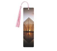 Segnalibro in legno con motivo Museo del Louvre di Parigi, per gli amanti dei libri, fatto a mano, con nappe colorate, marcatori per pagine stampati su entrambi i lati, accessori artistici per libri