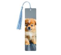 Segnalibro in legno con nappa, con stampa di cuccioli di Pomerania, bellissimi segnalibri fatti a mano, segnalibri per la lettura