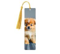 Segnalibro in legno con nappa, con stampa di cuccioli di Pomerania, bellissimi segnalibri fatti a mano, segnalibri per la lettura