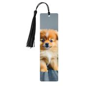 Segnalibro in legno con nappa, con stampa di cuccioli di Pomerania, bellissimi segnalibri fatti a mano, segnalibri per la lettura