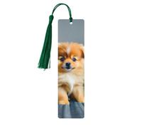 Segnalibro in legno con nappa, con stampa di cuccioli di Pomerania, bellissimi segnalibri fatti a mano, segnalibri per la lettura