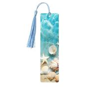 Segnalibro in legno con nappa, motivo: stella marina e spiaggia delle Hawaii, per donne e uomini, ideale come regalo per gli amanti dei libri