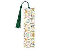Segnalibro in legno con nappe, con lettere dell'alfabeto dello zoo, etichette naturali per libri, regalo perfetto per donne e uomini