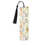 Segnalibro in legno con nappe, con lettere dell'alfabeto dello zoo, etichette naturali per libri, regalo perfetto per donne e uomini