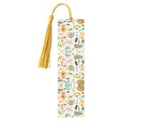 Segnalibro in legno con nappe, con lettere dell'alfabeto dello zoo, etichette naturali per libri, regalo perfetto per donne e uomini