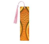 Segnalibro in legno con nappe Etichetta da appendere in legno arancione Texture Immagine Segnalibri fatti a mano Ornamenti Vintage Segnalibri in legno Fancy Craft Book Mark Lettura Pagina Marcatori