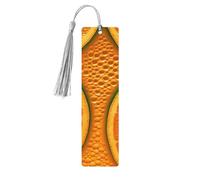 Segnalibro in legno con nappe Etichetta da appendere in legno arancione Texture Immagine Segnalibri fatti a mano Ornamenti Vintage Segnalibri in legno Fancy Craft Book Mark Lettura Pagina Marcatori