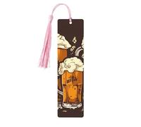 Segnalibro in legno con nappe Etichetta da appendere in legno Birra Segnalibri fatti a mano Ornamenti Vintage Segnalibri in legno Fancy Craft Book Mark Lettura Pagine Marcatori per donne uomini