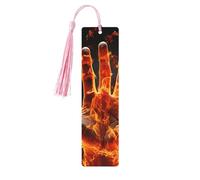 Segnalibro in legno con nappe Etichetta da appendere in legno Fiamma di Fuoco Segnalibri fatti a mano Ornamenti Vintage Legno Segnalibri di Libri Fancy Craft Book Mark Lettura Pagine Marcatori per
