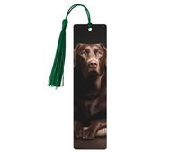 Segnalibro in legno con nappe, etichetta da appendere in legno, marrone, labrador retriever, segnalibro fatto a mano, ornamenti vintage in legno, segna libri per lettura e pagine per donne e uomini