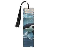 Segnalibro in legno con nappe, etichetta da appendere in legno, orca killer balena, segnalibri fatti a mano, ornamenti vintage in legno, segna libri artigianali per lettura di libri per donne e uomini
