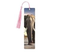 Segnalibro in legno con nappe in legno da appendere a forma di elefante che cammina, segnalibri fatti a mano, ornamenti vintage in legno, segna libri artigianali per lettura e pagine per donne e