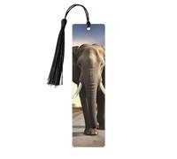 Segnalibro in legno con nappe in legno da appendere a forma di elefante che cammina, segnalibri fatti a mano, ornamenti vintage in legno, segna libri artigianali per lettura e pagine per donne e