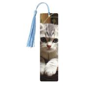 Segnalibro in legno con nappe in legno da appendere a forma di gatto, segnalibri fatti a mano, ornamenti vintage in legno, segna libri artigianali fantasiosi per lettura di libri per donne e uomini