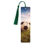 Segnalibro in legno con nappe in legno da appendere a forma di palla da calcio su un campo, segnalibri fatti a mano, ornamenti vintage in legno, segna libri artigianali per lettura di libri per donne