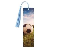 Segnalibro in legno con nappe in legno da appendere a forma di palla da calcio su un campo, segnalibri fatti a mano, ornamenti vintage in legno, segna libri artigianali per lettura di libri per donne