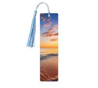 Segnalibro in legno con nappe in legno da appendere all'alba tropicale sulla spiaggia segnalibri fatti a mano ornamenti vintage in legno segni di libri artigianali per libri di lettura per donne
