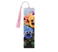 Segnalibro in legno con nappe in legno da appendere con fiori del pensiero Segnalibri fatti a mano Ornamenti Vintage Segnalibri in legno Fancy Craft Book Mark Lettura Pagina Marcatori per donne uomini
