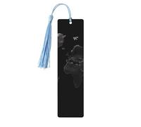 Segnalibro in legno con nappe in legno da appendere con mappa del mondo nera, segnalibri fatti a mano, ornamenti vintage in legno, segna libri artigianali fantasiosi per libri di lettura per donne e
