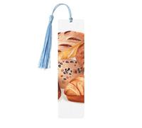 Segnalibro in legno con nappe in legno da appendere con pane dipinto Segnalibri fatti a mano Ornamenti Vintage Segnalibri in legno Fancy Craft Book Mark Lettura Pagine Marcatori per donne uomini