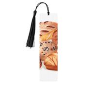 Segnalibro in legno con nappe in legno da appendere con pane dipinto Segnalibri fatti a mano Ornamenti Vintage Segnalibri in legno Fancy Craft Book Mark Lettura Pagine Marcatori per donne uomini