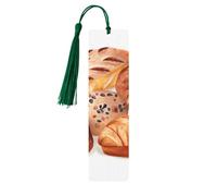 Segnalibro in legno con nappe in legno da appendere con pane dipinto Segnalibri fatti a mano Ornamenti Vintage Segnalibri in legno Fancy Craft Book Mark Lettura Pagine Marcatori per donne uomini