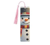 Segnalibro in legno con nappe in legno da appendere con scritta Merry Christmas Snowman Segnalibri fatti a mano Ornamenti Vintage Segnalibri in legno Fancy Craft Book Mark Lettura Pagina Marcatori per