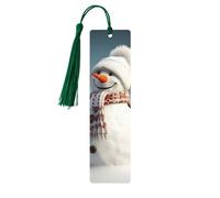 Segnalibro in legno con nappe in legno da appendere Happy Snowman Segnalibri fatti a mano Ornamenti Vintage Segnalibri in legno Fancy Craft Book Mark Lettura Pagina Marcatori per donne uomini