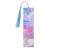 Segnalibro in legno con nappe in legno da appendere in marmo blu pastello viola segnalibri fatti a mano ornamenti vintage in legno segni di libri artigianali per libri di lettura per donne uomini
