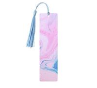 Segnalibro in legno con nappe in legno da appendere in marmo blu pastello viola segnalibri fatti a mano ornamenti vintage in legno segni di libri artigianali per libri di lettura per donne uomini