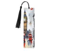Segnalibro in legno con nappe in legno da appendere Londra Segnalibri fatti a mano Ornamenti Vintage Segnalibri in legno Fancy Craft Book Mark Reading Page Markers per donne uomini