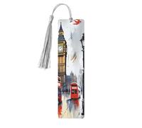 Segnalibro in legno con nappe in legno da appendere Londra Segnalibri fatti a mano Ornamenti Vintage Segnalibri in legno Fancy Craft Book Mark Reading Page Markers per donne uomini