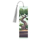 Segnalibro in legno con nappe in legno da appendere, per bonsai, pianta, segnalibro fatto a mano, ornamenti vintage, segna libri in legno, per donne e uomini