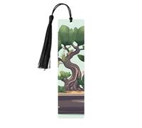 Segnalibro in legno con nappe in legno da appendere, per bonsai, pianta, segnalibro fatto a mano, ornamenti vintage, segna libri in legno, per donne e uomini