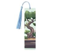Segnalibro in legno con nappe in legno da appendere, per bonsai, pianta, segnalibro fatto a mano, ornamenti vintage, segna libri in legno, per donne e uomini