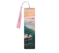 Segnalibro in legno con nappe in legno da appendere sulla spiaggia surf segnalibri fatti a mano ornamenti vintage in legno segni di libri artigianali fantasia libro lettura marcatori per donne uomini