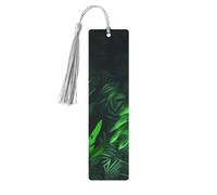 Segnalibro in legno con nappe in legno da appendere verde tropicale pianta della giungla segnalibri fatti a mano ornamenti vintage in legno segni di libri artigianali per lettura di libri per donne